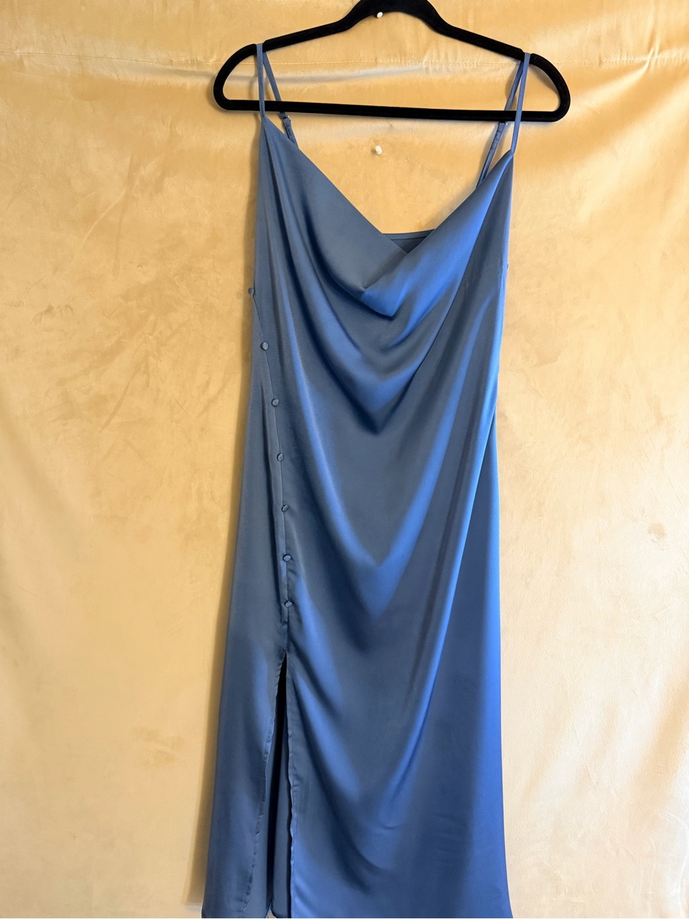 Cider Satin Slip Dress in Dusty Blue